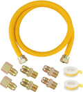 48" Flexible Gas Line Kit for Dryer/Stove,5/8" OD x 3/4" & 1/2" Connectors