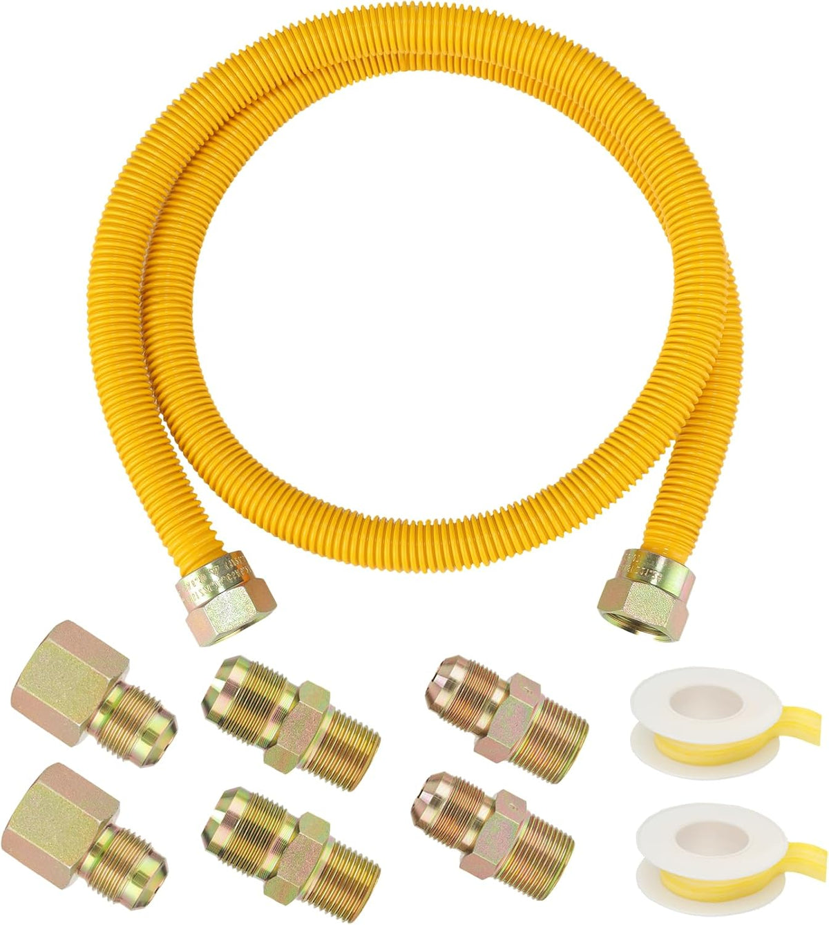 48" Flexible Gas Line Kit for Dryer/Stove,5/8" OD x 3/4" & 1/2" Connectors