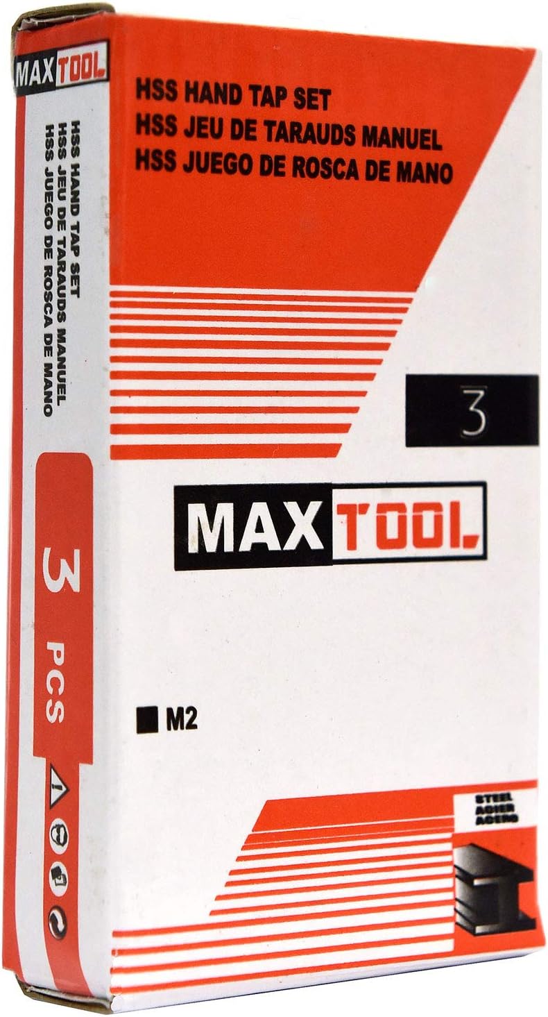 MaxTool 3/8-16 Hand Threading Tap Sets Including Taper+Plug+Bottom High Speed Steel M2 Taps Set 16-TPI FULLY GROUND RIGHT HAND; HSF02W00R024