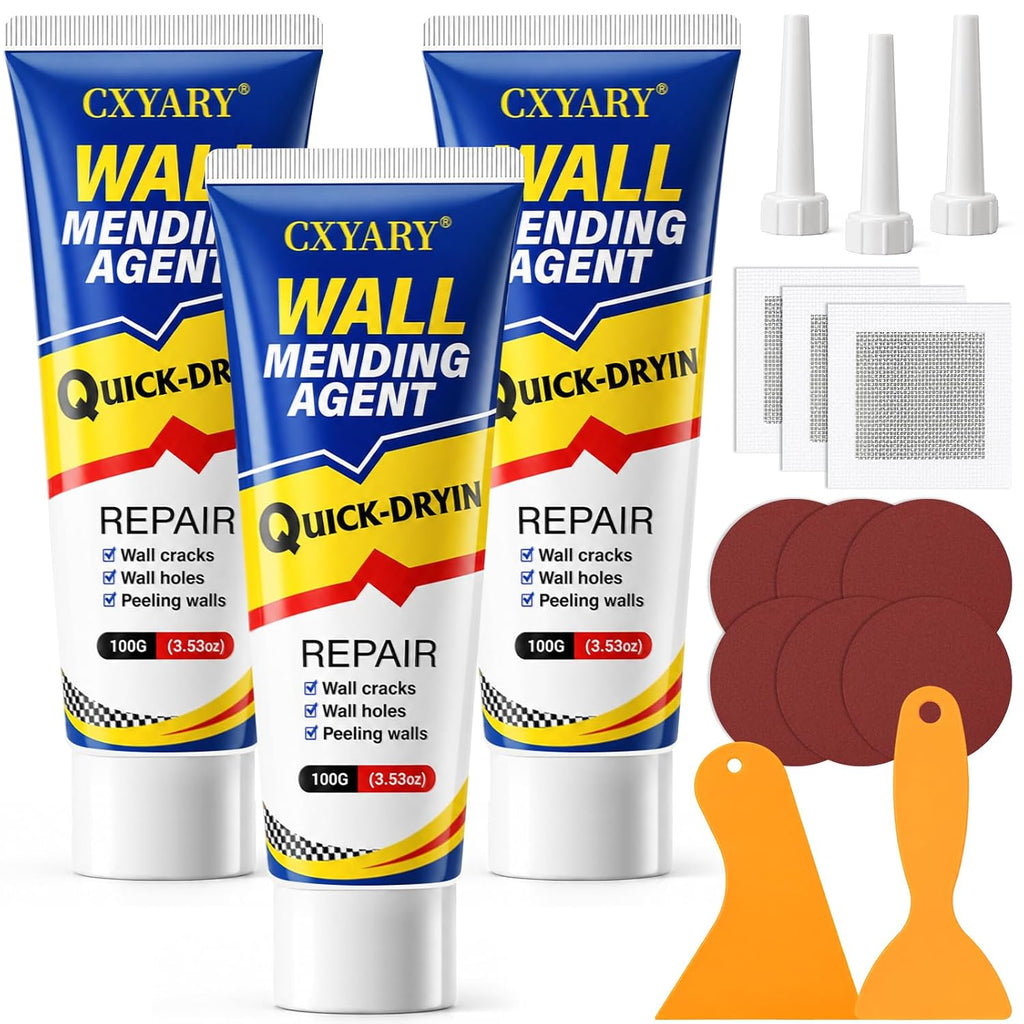 Drywall Repair Kit 3 Tubes,Spackle Wall Repair Paste Kit | 3×100g Putty, White Plaster Drywall Mud for Wall Repair