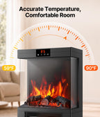 Electric Fireplace Stove Heater with Dual Heat & 3D Flame, 1500W