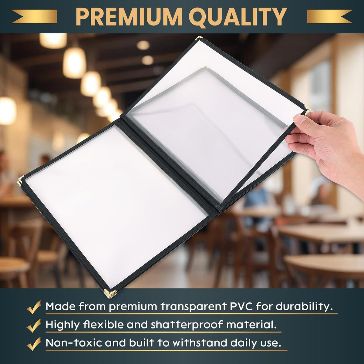 Menu Covers 8.5 x 11 Inch, 6 Page 12 View 4 Pack
