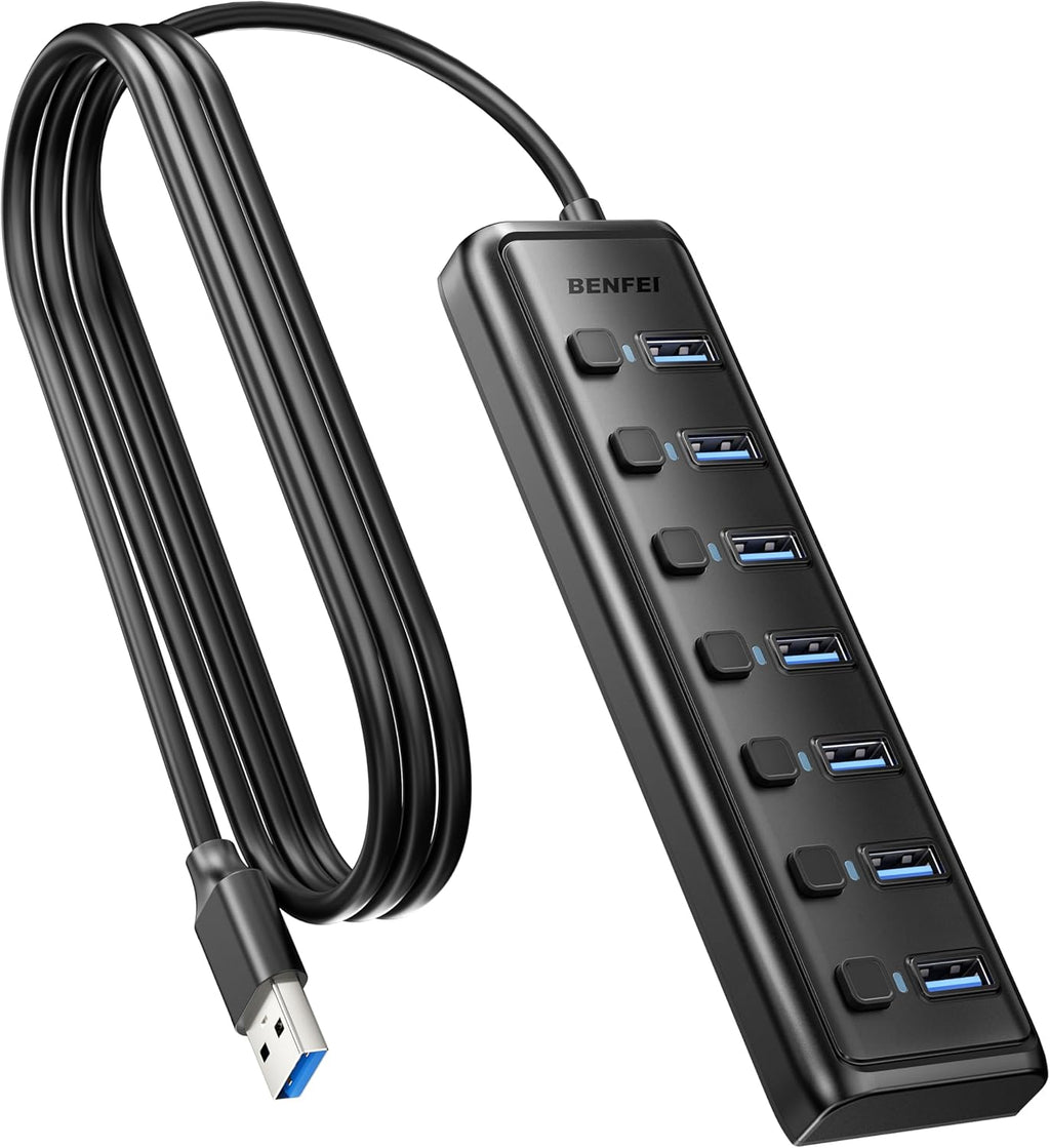 USB 3.0 Hub 7-Port, Ultra-Slim Portable USB Splitter with 3.3ft Cable - Compatible with MacBook Pro/Air,Mac Pro, Mac