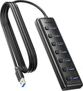 USB 3.0 Hub 7-Port, Ultra-Slim Portable USB Splitter with 3.3ft Cable - Compatible with MacBook Pro/Air,Mac Pro, Mac