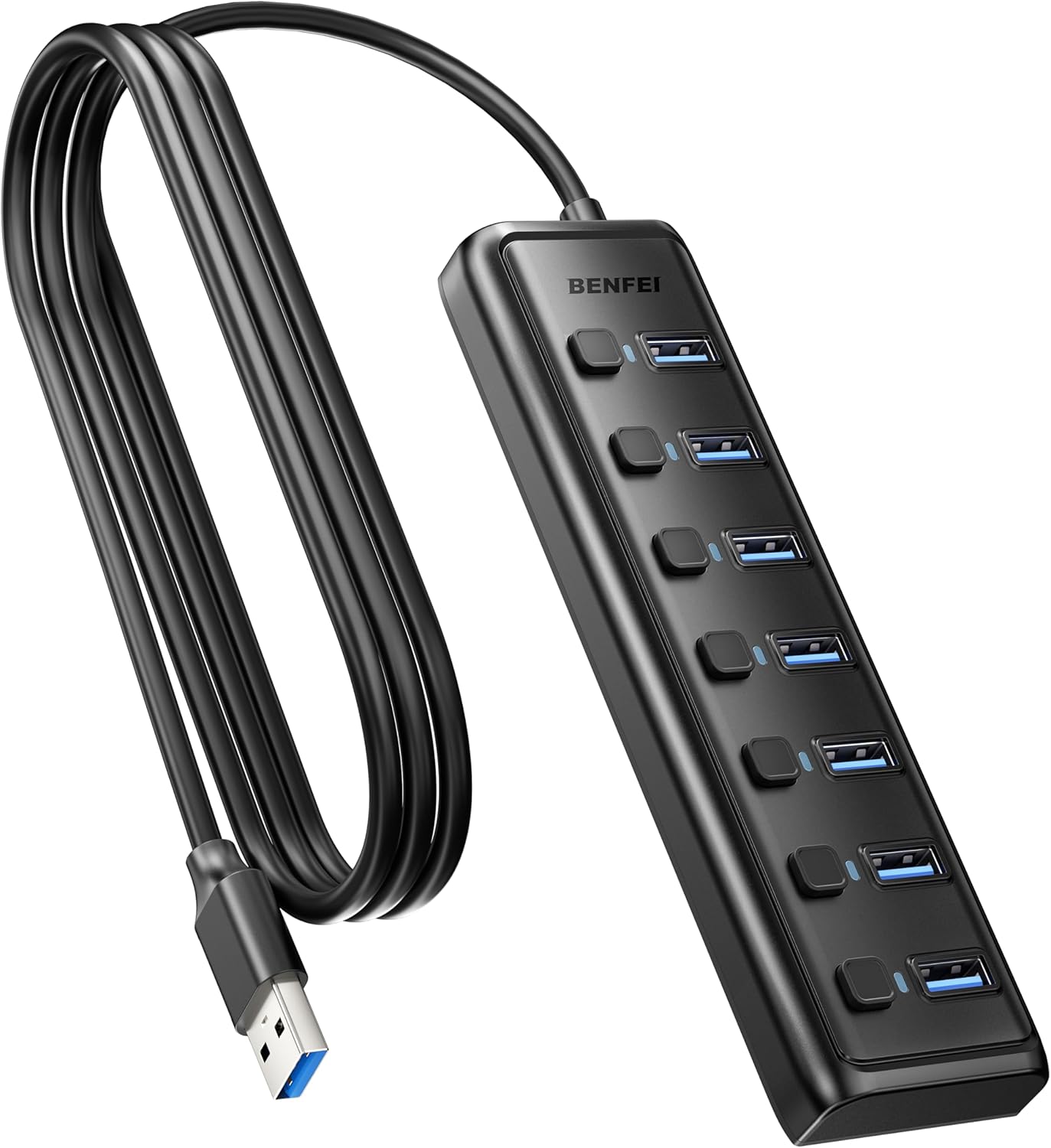USB 3.0 Hub 7-Port, Ultra-Slim Portable USB Splitter with 3.3ft Cable - Compatible with MacBook Pro/Air,Mac Pro, Mac