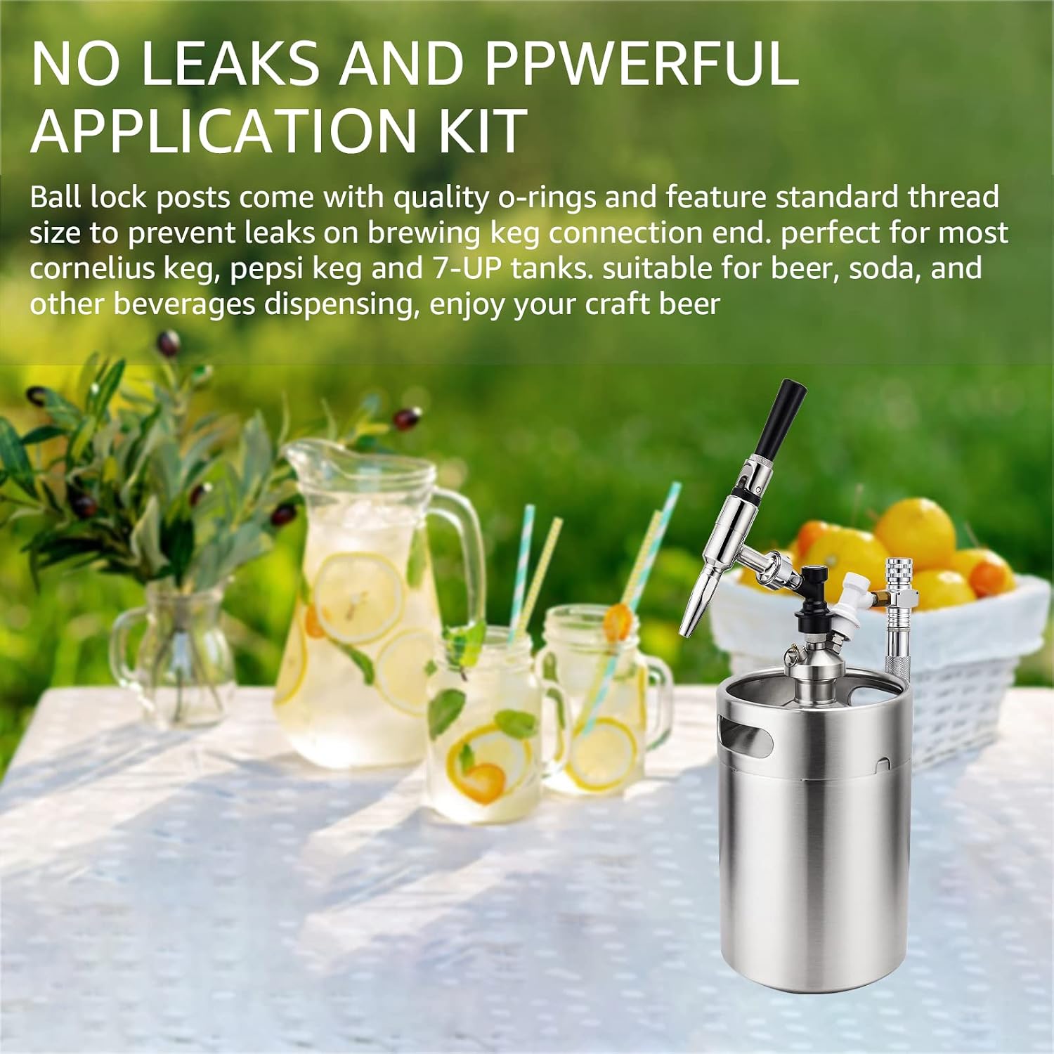 2 Pair Ball Lock Keg Post 19/32’’-18 Cornelius Corny Keg Connectors | Ball Lock Keg Fittings With Seal O-Rings