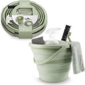 Collapsible Bucket Cleaning Set - Includes 2 Foldable Buckets, Spray Bottle, Rag, Scrubbing Brush and Sponge - Holds
