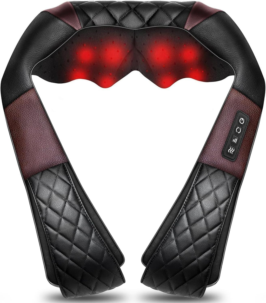 Shiatsu Neck and Back Massager with Heat, Electric Deep Tissue 4D Kneading Massage Pillow for Shoulder, Leg, Body
