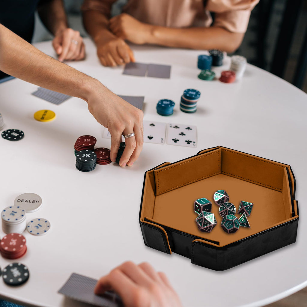Magnetic Folding Dice Tray Hexagon Dice Rolling Tray Dice Mat