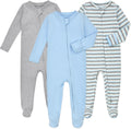 Baby Footie Pajamas Cotton with Mitten Cuffs, Double Zipper