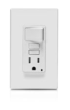 Leviton Slim GFCI Combination Outlet with Switch, 15 Amp, GFSW1-W, White