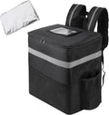 Insulated Food Delivery Backpack, 2 Cup Holders, Hot & Cold, Black