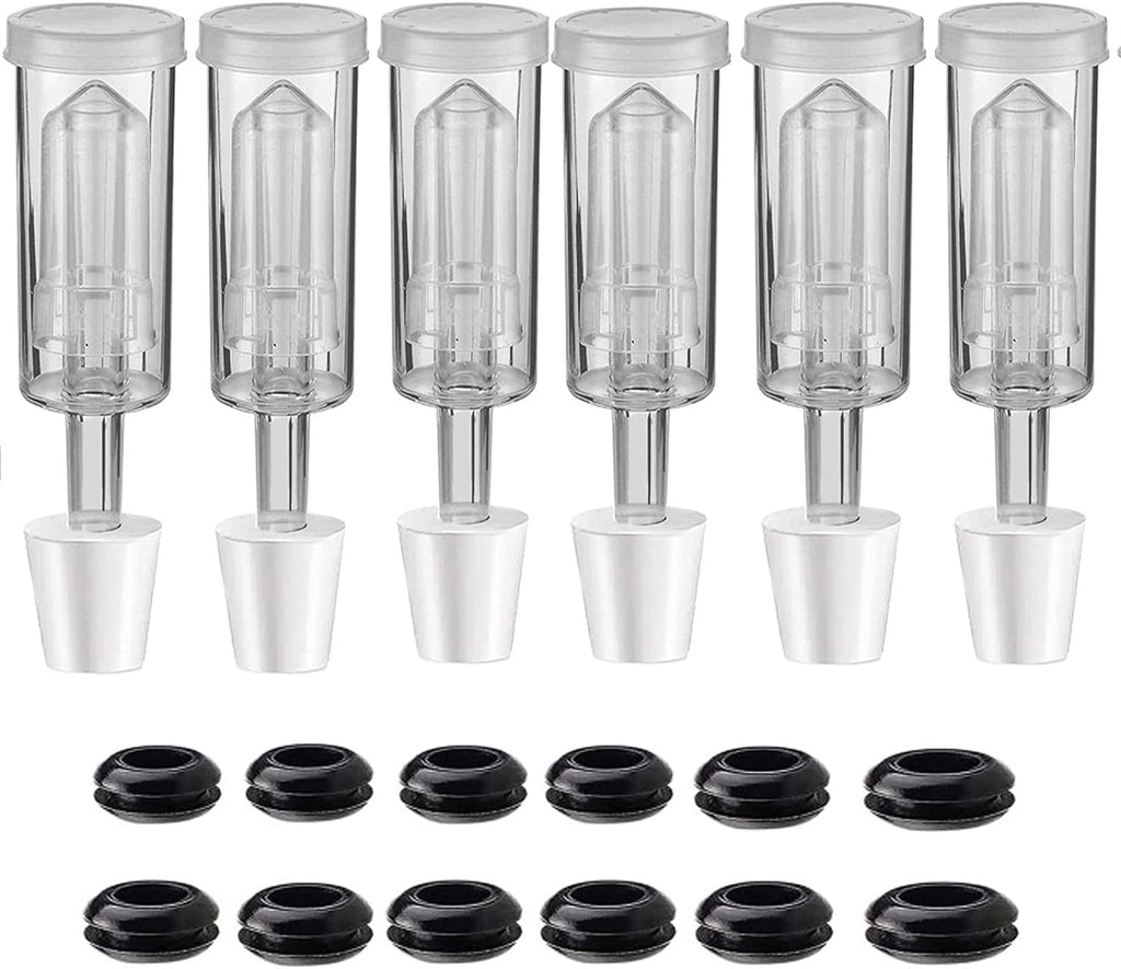3-Piece Airlock [6 Pack],Fermenting Brewing Airlock Kit with 6PCS #6 Stopper and 12PCS Grommets Fermentation Beer