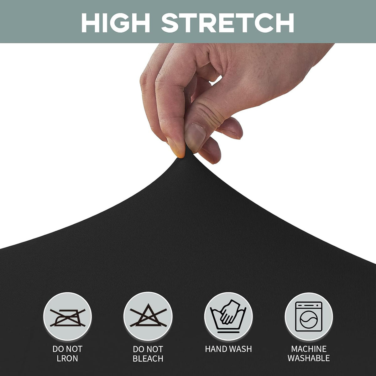 6FT Stretch Spandex Fitted Tablecloth,Rectangular Table Cover,Black