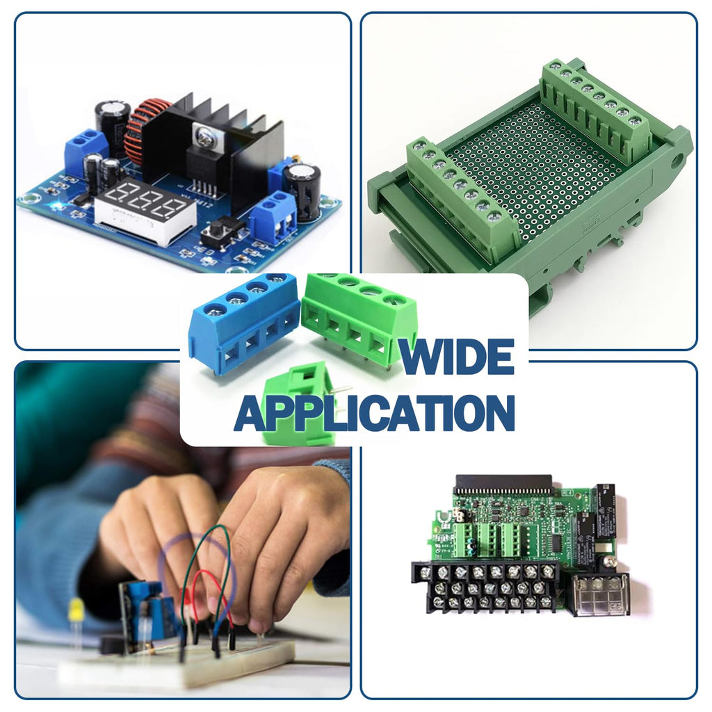 Tugermoola 72PCS 5mm/0.2inch 2Pin 3Pin 4Pin Pitch PCB Mount Screw Terminal Block Connector Assortment Kit PCB Board Wire Connectors Green
