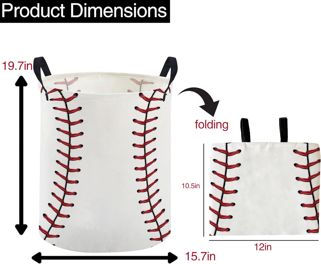 Ball Laundry Basket,Baseball Hamper Collapsible Canvas Waterproof Storage Bin, Cute Hamper,Gift Baskets(Baseball)