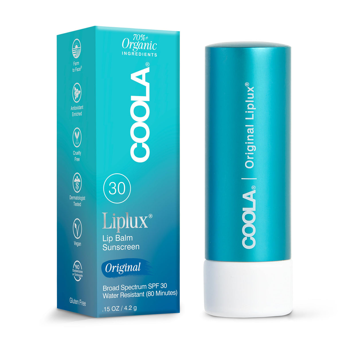 Liplux SPF 30, Organic Lip Balm Sunscreen, 0.15 oz