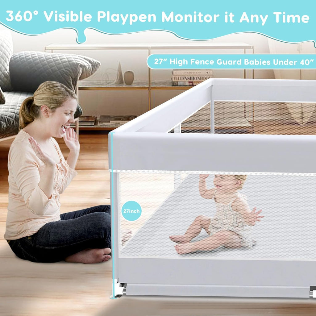 Baby Playpen, 50x50 Inch Baby Playard for Babies and Toddlers, Play Pens for Indoor & Outdoor, Sturdy Safety Play