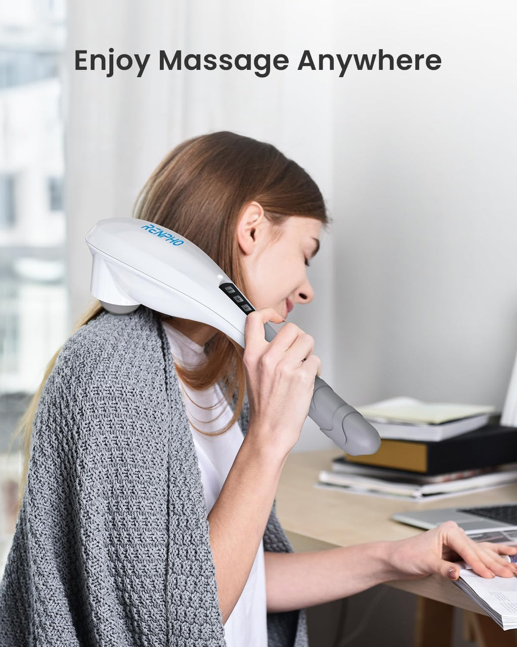 Rechargeable Handheld Back Massager with 5 Adjustable Speeds & Modes, Fathers Day Dad Gifts, Cordless Electric Neck