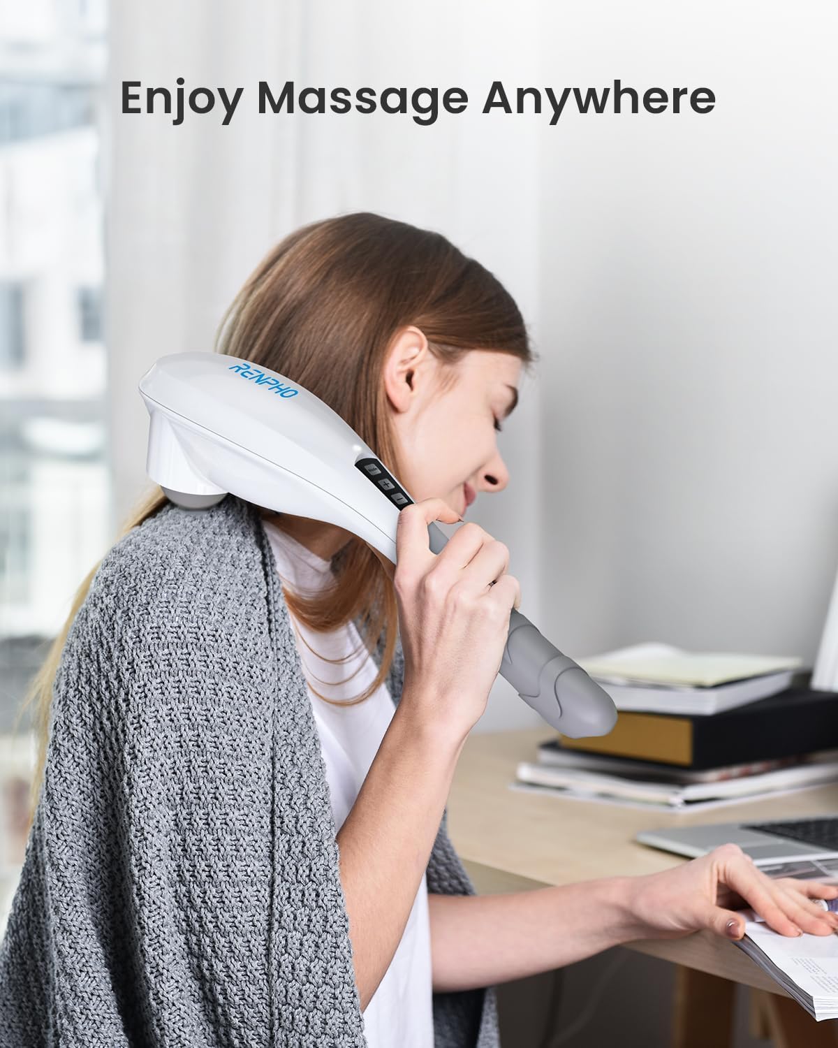 Rechargeable Handheld Back Massager with 5 Adjustable Speeds & Modes, Fathers Day Dad Gifts, Cordless Electric Neck