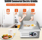 14" Commercial Electric Griddle,Electric Countertop Flat Top Griddle,110V 1500W Electric Flat Top Grill,Non-Stick