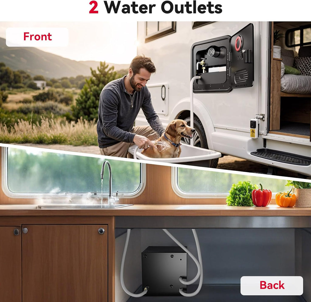 55,000 BTU RV Tankless Water Heater, 2.9 GPM Propane Instant Hot Water System with 12V DC, Remote & Wall Mount