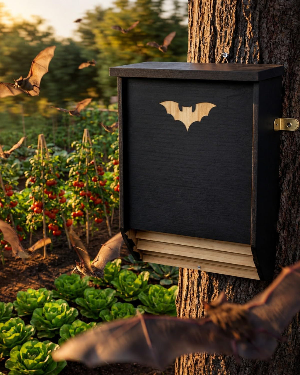 Bat Houses, Weatherproof Two Chamber Bat Box for Outdoors