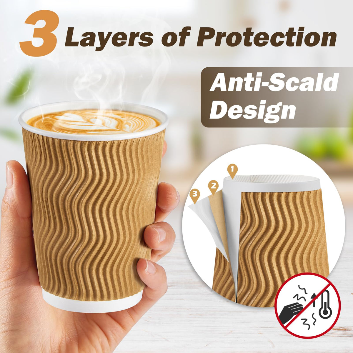 12 oz Coffee Cups-90 Pack Disposable Coffee Cups with Lids and Straws