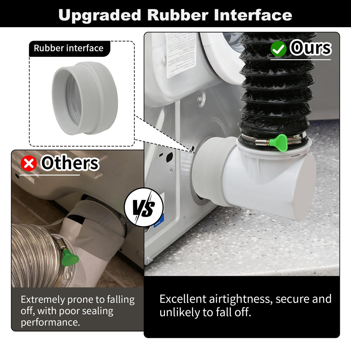 4Inch Dryer Vent Hose 10FT, Rubber Interface, Dryer Vent Connector Kit