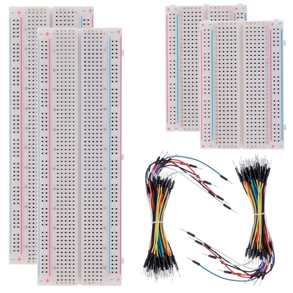 3 Values 130 Pcs Solderless Breadboard 4 Pcs 830 Tie Points & 400 Tie Points & 126 Pcs Flexible Breadboard Jumper Wires