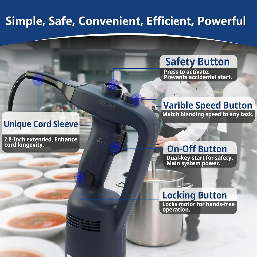 500W Commercial Immersion Blender Handheld, 20" 304 Removable Shaft, Heavy Duty Stick Blender with Variable Speed