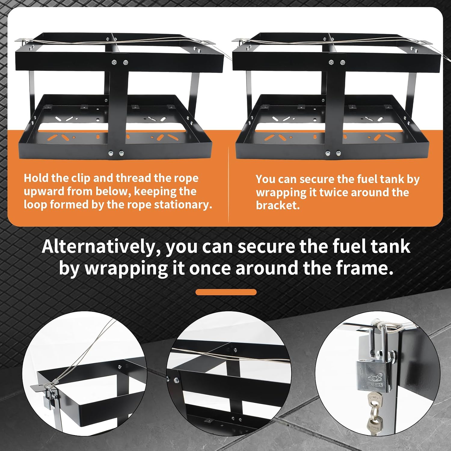 5 Gallon Fuel Jug Holder with Anti-Theft Lock, Gas Can Holder