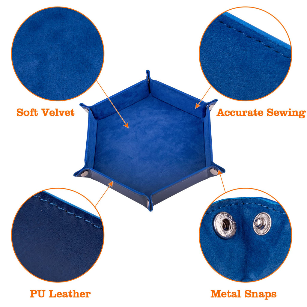 2 Pcs Dice Tray PU Leather Dice Trays Folding Hexagon Dices Holder
