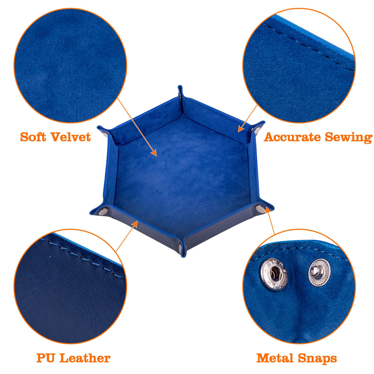 2 Pcs Dice Tray PU Leather Dice Trays Folding Hexagon Dices Holder