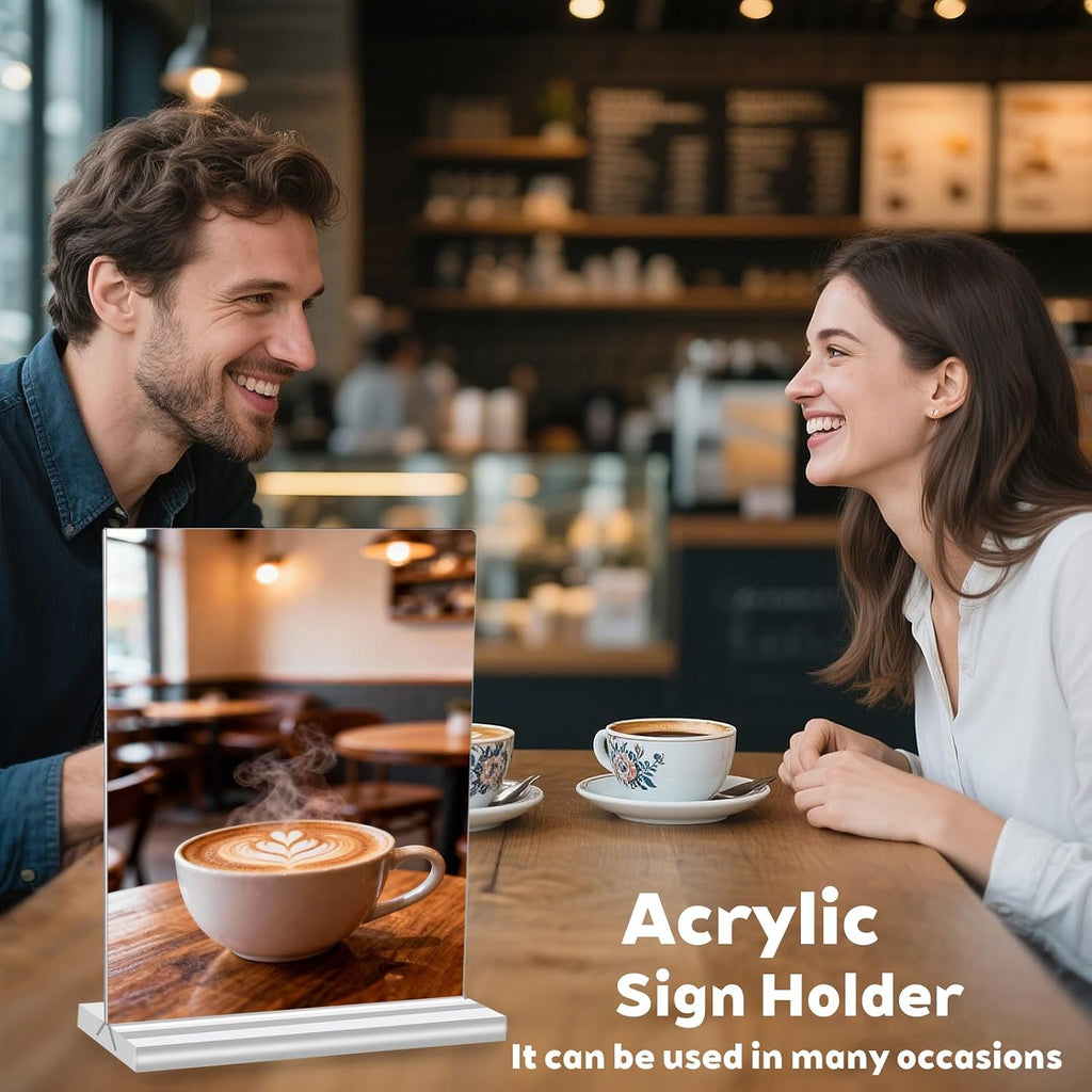 3 Pack Acrylic Sign Holder 8.5x11 Inches, Double Sided Clear Display Stand Table Top Paper Holder, Vertical Menu