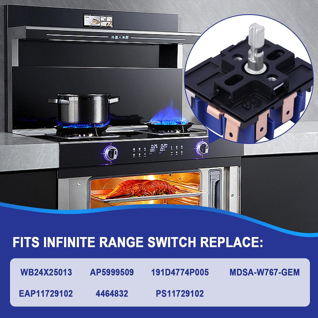 WB24X25013 Dual-Element Infinite Switch for GE Electric Stove Burner