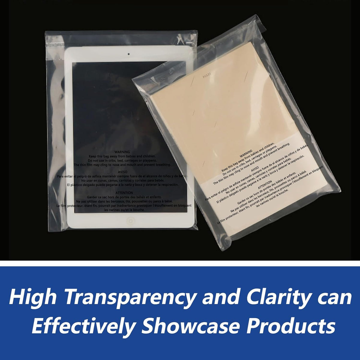 18" x 24" (100 Count) Clear Poly Bags with Suffocation Warning