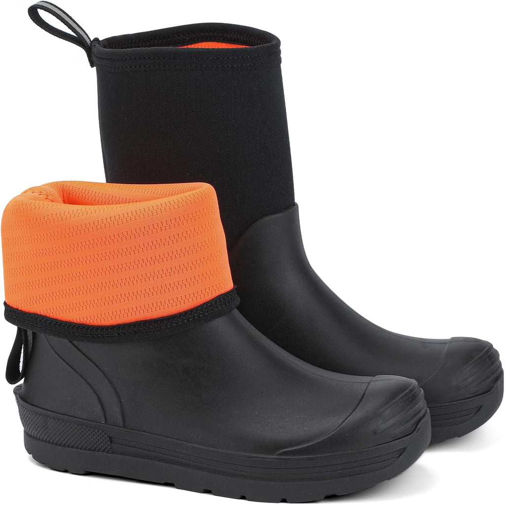 Kid's Rain Boots Waterproof Rubber Mud Boot Boys Girls Insulated Durable Neoprene Outdoor Boots All Seasons