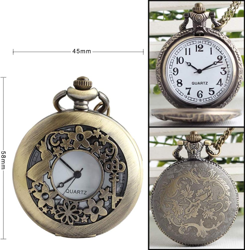 Vintage Alice in Wonderland Pocket Watch for Women Men Pocketwatch | Analog rabbit quartz pocket watch,Clock necklace