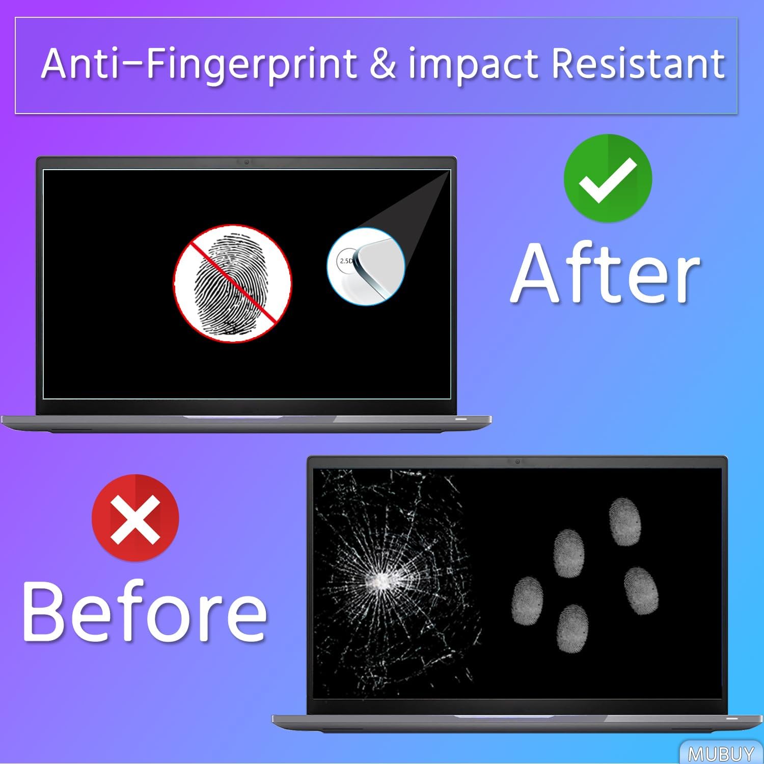 (2-Pack) 15.6" Laptop Screen Protector Tempered Glass for 15.6 HP/Dell/ASUS/Sony/Samsung/Lenovo/Acer/MSI/LG and All
