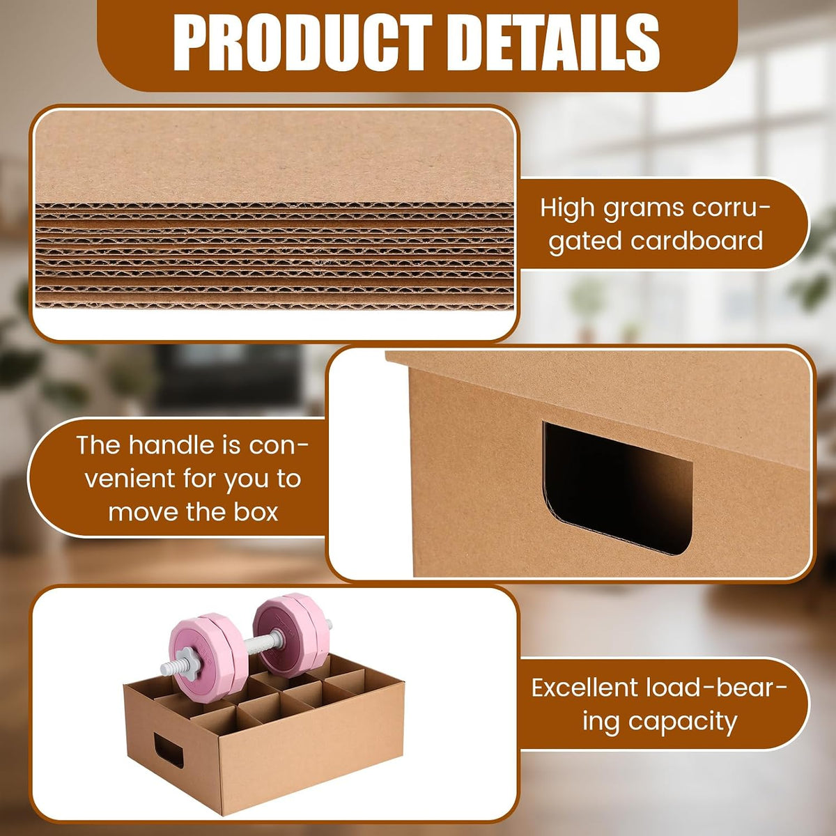 4 Pack Dish Mug Moving Boxes with Divider Kits