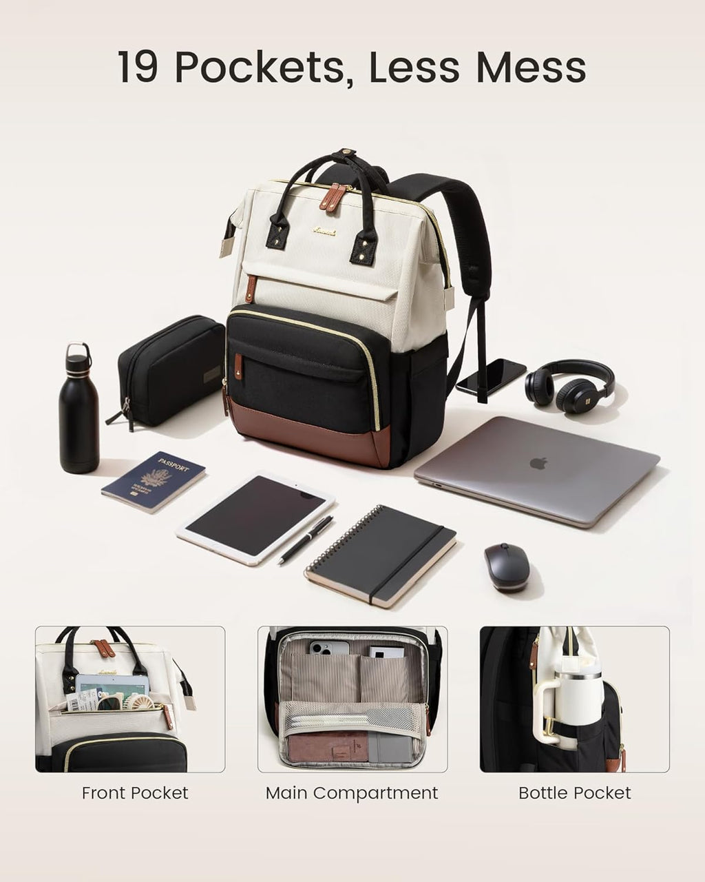 Laptop Backpack for Women, 15.6 Inch Work Business Backpacks Purse With Large Capacity, Waterproof Nurse Bag College