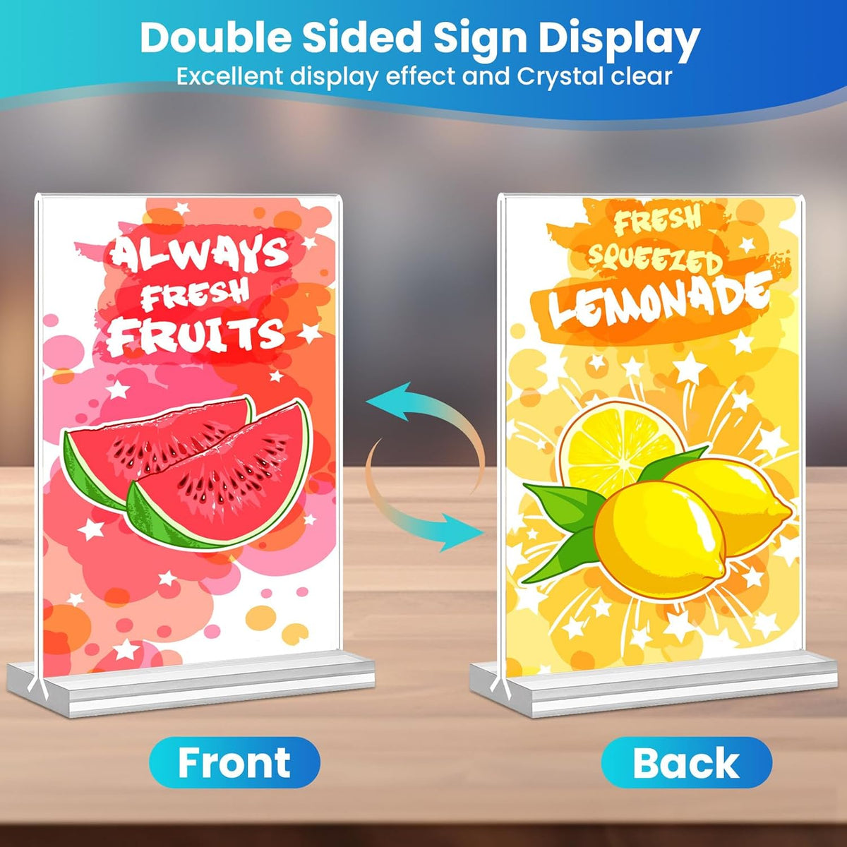 Acrylic Sign Holder 5x7, 11 Pack Clear TableTop Sign Holder-Sided, Plastic Flyer Display Holder with Vertical Base