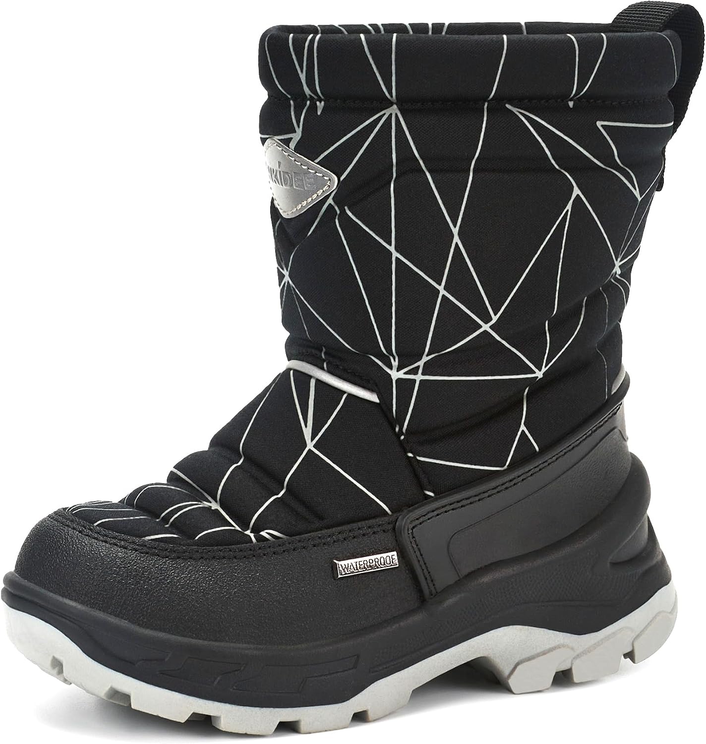 Size 12 US Waterproof Winter Snow Boots Slip Resistant (Toddler/Little Kid) Reflective Black