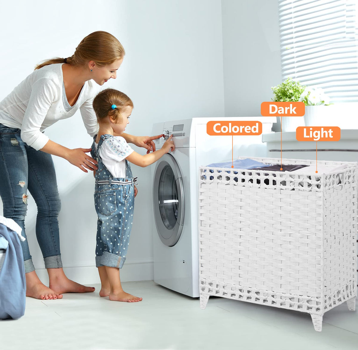 Laundry Hamper with 3 Removable Liner Bags, 132L Laundry Sorter with Lid