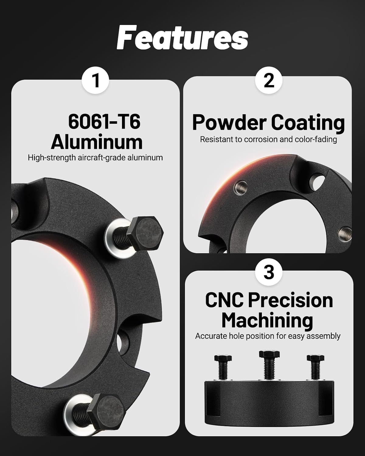 EVIL ENERGY 2" Leveling Lift Kit Compatible with Toyota Tundra 2WD/4WD 1999-2006, Sequoia 2WD/4WD 1999-2006, 2 inch Front Suspension Strut Spacers Black
