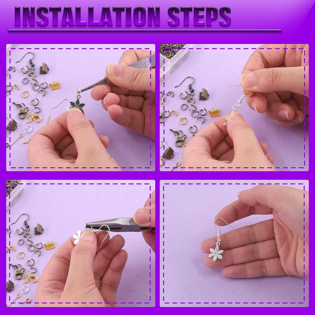 Jewelry Making Supplies Kit - 1617 Pcs with 40 Styles Findings, 6 Colors Beads & Charms, Pliers, Wires, Tweezers &