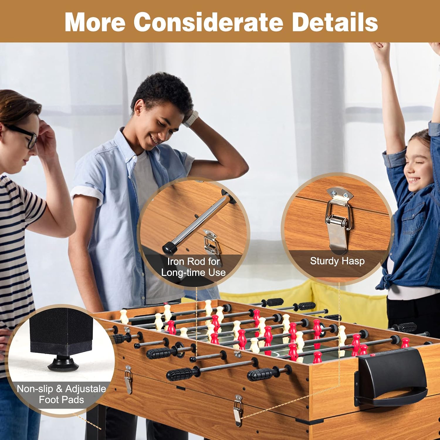 48 Inch Multi Game Table, 3-in-1 Adult Size Foosball, Pool Table, Slide Hockey Table, Combo Table Set w/Billiard