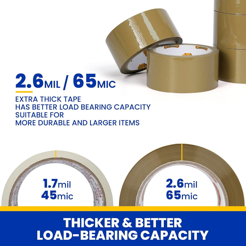 Low Noise Brown Packing Tape 72Yards Extra Length 1.88Inch-Wide