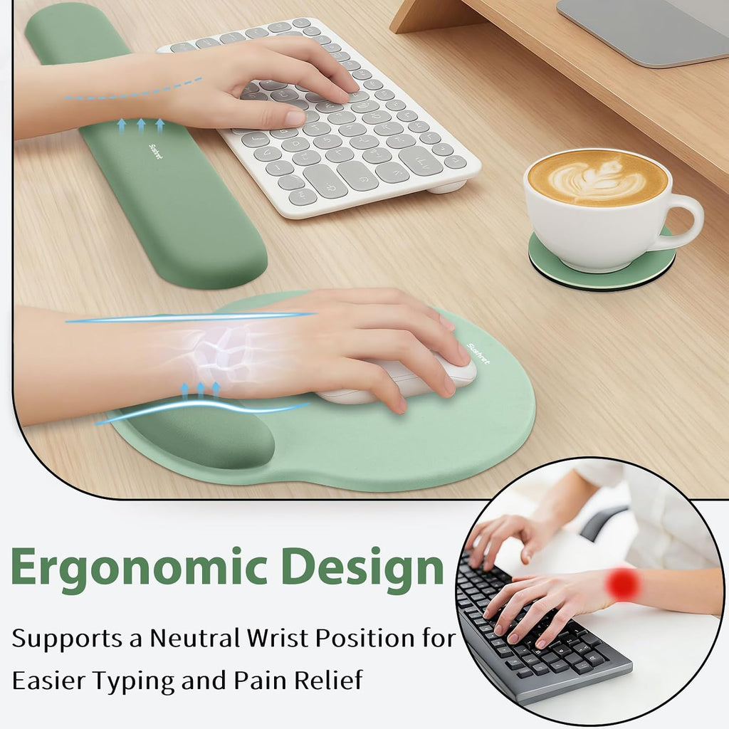 Mouse Pad and Keyboard Wrist Rest, 3-in-1 Gel Memory Foam Ergonomic Mouse Pad with Wrist Rest Set,Gaming Mousepad Arm